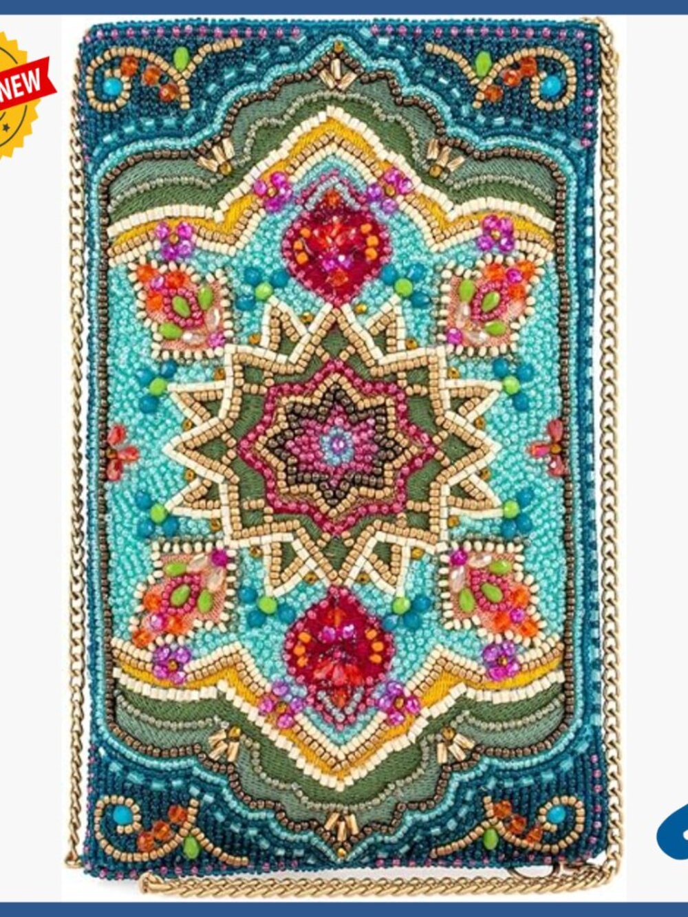 Beaded Crossbody Phone Bag Clutch with Adjustable Strap for Evening Wear - Picture 1 of 7